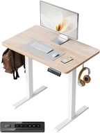 FEZIBO One-Piece Standing Desk Adjustable Height Stand up Home Office Desk, 32x20 Inch Electric Standing Computer Desk, with 4 Memory Presets, Headphone Hook, Maple