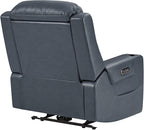 Watson & Whitely Oversized Genuine Leather Power Recliner Chairs for Big and Tall, Extra Wide Lay Flat Recliner with Power Headrest & Cup Holders, Electric Reclining Sofa for Living Room, Navy Blue