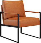 CANMOV Modern Accent Chair Set of 2, PU Leather Armchair with Metal Frame,Comfy Single Reading Chair with Soft Padded Backrest and Cushion for Living Room, Bedroom,Reading Room,Office,Brown