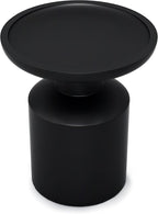 SIMPLIHOME Haynes End Table - 16 inch Wide Solid Mango Wood Round Accent Table with Sculptural Pedestal Base in Black, Boho Nightstand or Lamp Stand for Living Room or Bedroom, Assembled