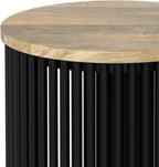 SIMPLIHOME Demy 20 inch Wide Tall Side Table in Natural Solid Mango Wood/Black Metal, Slim Round Accent Table for Living Room, Bedroom, or Entryway, Industrial Style Assembled
