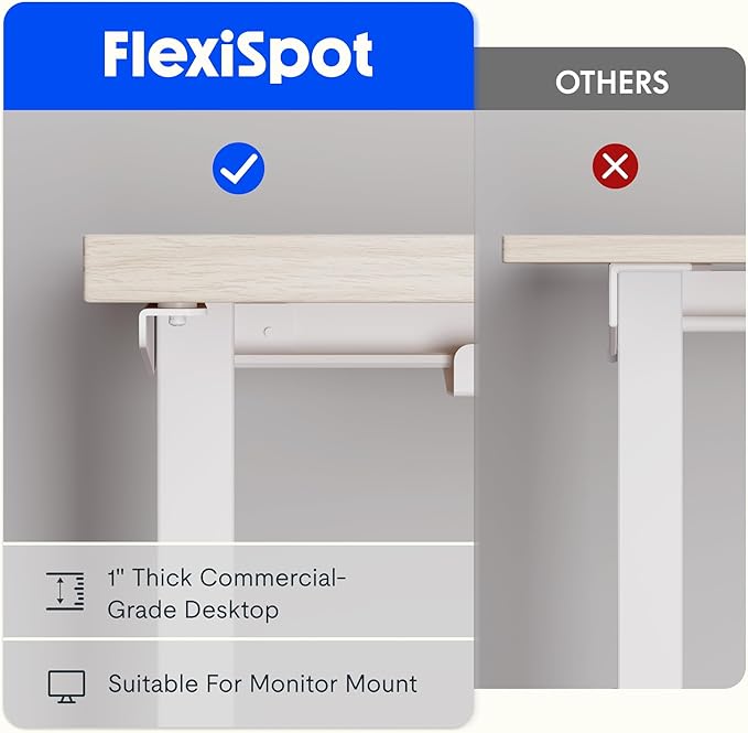 FLEXISPOT L Shaped Standing Desk, 63 x 55 Inch Electric Height Adjustable Corner Desk, Sit Stand Computer Workstation, Preset Controller, Home Office, White Frame with Maple Top, White Drawer