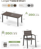 Aluminum Patio Dining Sets 5-Piece Outdoor Dining Sets with Umbrella Hole Wood-Like Table and Chairs, Outdoor Furniture Sets All Weather for Garden, Backyard, Lawn, and Poolside, Charcoal