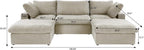 Cloud Couch 120" Sectional Couches for Living Room/Modular Convertible U Shaped Sofa Couch with 2 Storage Ottomans,5 Seater Minimalist Wide Deep Seat Sets (Khaki, 5 Seater)
