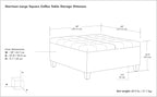 SIMPLIHOME Harrison 40 inch Wide Transitional Square Large Coffee Table Storage Ottoman in Cloud Grey , Assembled, For the Living Room and Bedroom