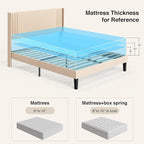 Gizoon Full Bed Frame with Wingback Headboard, Upholstered Platform Bed with Modern Geometric Headboard, Wooden Slats, Noise-Free, No Box Spring Needed