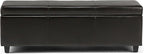SIMPLIHOME Avalon 48 inch Wide Contemporary Rectangle Storage Ottoman Bench in Tanners Brown Vegan Faux Leather, Assembled, For the Living Room, Entryway and Family Room
