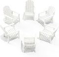 Adirondack Chair Set of 6, All Weather HDPE Fire Pit Chairs, Oversized Plastic Adirondack Chair for Outdoor, Balcony, Deck, Backyard, Patio, Garden, Poolside, Lawn White