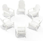 Adirondack Chair Set of 6, All Weather HDPE Fire Pit Chairs, Oversized Plastic Adirondack Chair for Outdoor, Balcony, Deck, Backyard, Patio, Garden, Poolside, Lawn White
