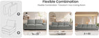 TEKAMON Middle Seat with Storage, Modular Sofa Couch, Light Grey