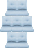 7-Piece Outdoor Patio Cushion Set - Fade & Water Resistant with Removable Olefin Cover, 22x24x4 Inch Memory Foam Cushions for Wicker Sectional Sofa – Baby Blue/Buckle