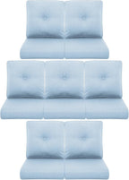 7-Piece Outdoor Patio Cushion Set - Fade & Water Resistant with Removable Olefin Cover, 22x24x4 Inch Memory Foam Cushions for Wicker Sectional Sofa – Baby Blue/Buckle