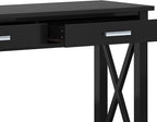 SIMPLIHOME Kitchener Console Table - 47 Inch Wide Solid Wood Sofa Table in Black, Contemporary Storage Table for Entryway or Living Room with 2 Drawers, Bottom Shelf, and X-Design Side Panels