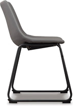 Signature Design by Ashley Centiar Casual Bucket Seat Dining Upholstered Side Chair with Black Metal Base, Set of 2, Faux Leather, 18.75" Seat Height, Gray