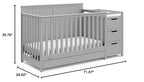 Graco Hadley 5-in-1 Convertible Crib & Changer (Pebble Gray) – GREENGUARD Gold Certified, Fits Standard Crib Mattress, Converts to Toddler Bed and Full Bed, 4 Adjustable Mattress Heights
