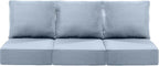 Luxury 22x24/22x25 6-Inch Patio Chair Cushions Set of 3 - Memory Foam Deep Seat Water-Resistant Patio Cushion for Dining Rocking Swivel Chairs Loveseat 3-Seater Sectional Sofa - Baby Blue