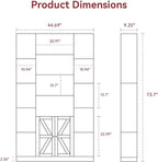 MXV 74" Tall Bookshelf, White Bookcase with Doors and Storage Space, Large Display Shelf for Home & Office, Living Room, Bedroom, Kitchen