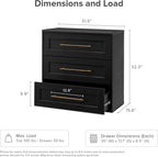 mopio Blake 3 Drawer Dresser for Bedroom, Chest of Drawers, Wood Dresser Organizer, Modern Farmhouse, Tall Night Stand, Enhanced Safety, Sturdy Compliant (2, Black Oak, One Size)
