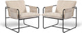 Modern Accent Chair Set of 2 Comfortable Living Room Chairs with Armrests, Bedroom Reading Chair, Chenille Upholstered Lounge Metal Chair