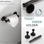 BGL Bathroom Accessory Set, Matte Black Adjustable Expandable Towel Bar 4-Piece Bathroom Hardware Set Wall Mounted Robe Hook Toilet Paper Holder Towel Ring Towel Bar