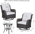 HUMMUH Patio Furniture Set 7 Pieces Wicker Outdoor Sectional Sofa with Swivel Rocker Chairs,Coffee Side Table,Outdoor Ottomans for Patio