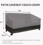 Easy-Going Waterproof Outdoor Loveseat Cover - Heavy Duty 2-Seater Patio Couch Cover, Windproof with Air Vent (58Wx32.5Dx31H inch, Gray/Black)