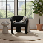 LukeAlon Mid Century Modern Sherpa Accent Chairs Set of 2 – Round Barrel Back Armchairs, Comfy Upholstered Lounge Chairs for Living Room, Bedroom, Office, Waiting Rooms, Black