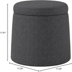 Seville Classics Cushioned Fabric Ottoman Hidden Storage Chest Footrest Chair, Padded Seat for Bedroom, Dorm, Loft, Living Room, Entryway, Hallway, Modern Gray, 15.6" Wobble