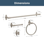 Franklin Brass Calloway 4-Piece Bathroom Set Satin Nickel 18" + 6" Towel Rack, Toilet Paper Holder, Hand Towel Holder, Hook | 4-Piece Bath Hardware Accessories Set CLWY64-SN