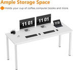 Need 63 Inch Large Computer Desk - Modern Simple Style Home Office Gaming Desk, Basic Writing Table for Study Student, White Metal Frame, White