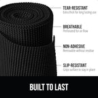 GORILLA GRIP powerGRIP Drawer Shelf and Cabinet Liner, Thick Strong Hold, Non-Adhesive Liners Protect Kitchen Cabinets and Cupboard, Bathroom Drawers, Easy Install, Breathable Mat, 12" x30', Black