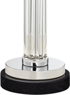 Possini Euro Design Cadence Modern Table Lamp 30" Tall with Round Black Marble Riser Linear Glass Rod White Linen Drum Shade for Bedroom Living Room Nightstand Bedside Night Stand Office Kids Room