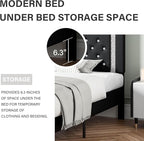 BarnFurin King Size Bed Frame and Headboard, Faux Leather Upholstered Bed with Diamond Tufted Design, Modern Platform Bed Frame with Wooden Slats Support, No Box Spring Required, Easy Assembly, Black