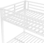 Bellemave Twin XL Over Twin XL Bunk Bed for Adults, Heavy Duty Bunk Beds Frame with Build in Ladder and Full Length Guardrail, Easy Assemble Bunkbeds, Noise Reduced, Mattress Not Included, White