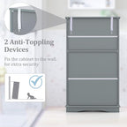 Giantex Bathroom Floor Storage Cabinet - Linen Floor Cabinet with Doors and Adjustable Shelves, Freestanding Side Storage Organizer for Bathroom, Living Room, Entryway, Kitchen Storage Unit (Grey)