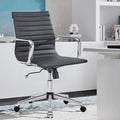 Modern Black Office Chair Computer Desk Chairs Conference Leather Home Office Dsek Chair Mid Back Swivel Chairs with Arms (Black)…