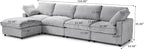 WJShome L Shaped Sectional Couch 134 Inch 4-Seater Modern Modular Sofa with Ottoman,Chenille Deep Seat Couches for Living Room, Bedroom and Apartment，Gray