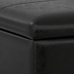 SIMPLIHOME Gabbie 36 inch Wide Contemporary Square Square Coffee Table Storage Ottoman in Midnight Black PU Black Faux Leather, Assembled, for The Living Room, Entryway and Family Room