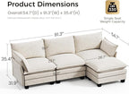 KKL 91.3" Modular Sectional Sofa, L-Shaped 4 Seater Cloud Couch with Ottoman, Chenille Modern Sectional Couches for Living Room, Apartment, Beige