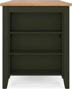 Signature Design by Ashley Gesthaven Modern Counter Height Dining Table with 3 Shelves and Trestle Base, Light Brown & Green