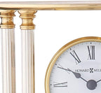 Howard Miller New Orleans Tabletop Clock – Elegant Brass Accent Clock with Palladium Plated Fluted Columns Quartz Movement Traditional Design for Office Mantel & Home Decor