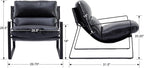 Mid-Century Accent Chair Set of 2, Comfy PU Leather Side Chair with Armrest, Upholstered Leisure Chair with Black Metal Frame for Living Room Bedroom Reception Room, Black