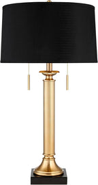 Possini Euro Design Wynne 30" Tall Traditional Glam Table Lamp with USB Ports A+C Charging Warm Gold Metal Black Drum Shade for Living Room Bedroom House Bedside Nightstand Office Reading Family