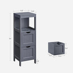 VASAGLE Storage Cabinet, Storage Organizer Rack Stand for Bathroom, Living Room, Bedroom, Multifunctional Corner Unit, 2 Drawers, 35 Inches in Height, Slate Gray BBC042G01