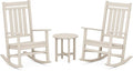 POLYWOOD Estate 3-Piece Rocking Chair Set, Outdoor Patio Porch Rockers with Side Table, All-Weather HDPE Furniture, Fade-Free, Sand