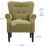 BELLEZE Modern Accent Chair, High Back Armchair, Upholstered Wingback Side Chair, Padded Single Sofa with Wooden Legs for Living Room, Bedroom - Avocado
