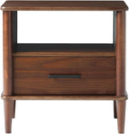 Walker Edison Modern 1-Drawer Nightstand, 20 Inch, Walnut 20-Inch