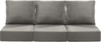 Luxury 22x24/22x25 6-Inch Patio Chair Cushions Set of 3 - Memory Foam Deep Seat Water-Resistant Patio Cushion for Lawn Dining Rocking Swivel Chairs Loveseat 3-Seater Sectional Sofa - Grey