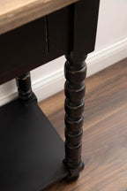 Kate and Laurel Rutledge Vintage Wooden Console Table with Shelf; 40 x 14 x 33; Hazelnut and Black; Traditional Wood Entryway Table with Drawers and Decorative Turned Legs for Entry Storage Options