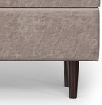 SIMPLIHOME Shay 48 inch Wide Mid Century Modern Rectangular Storage Ottoman in Distressed Grey Taupe Vegan Faux Leather, Assembled, for The Living Room, Entryway and Family Room